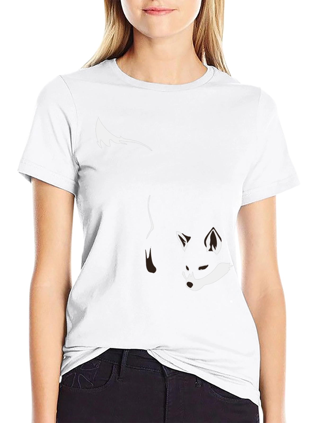 Black T-Shirt with Stylish Fox Graphic