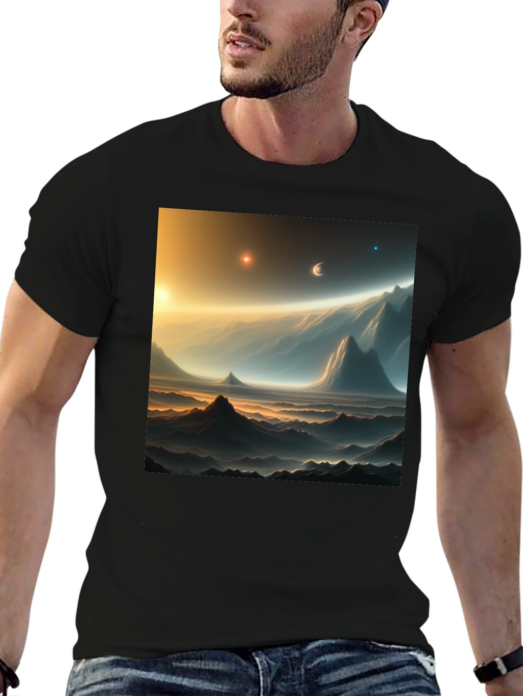 Cosmic Landscape Graphic Tee - Black