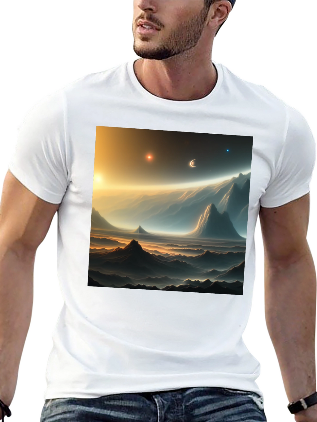 Cosmic Landscape Graphic Tee - Black