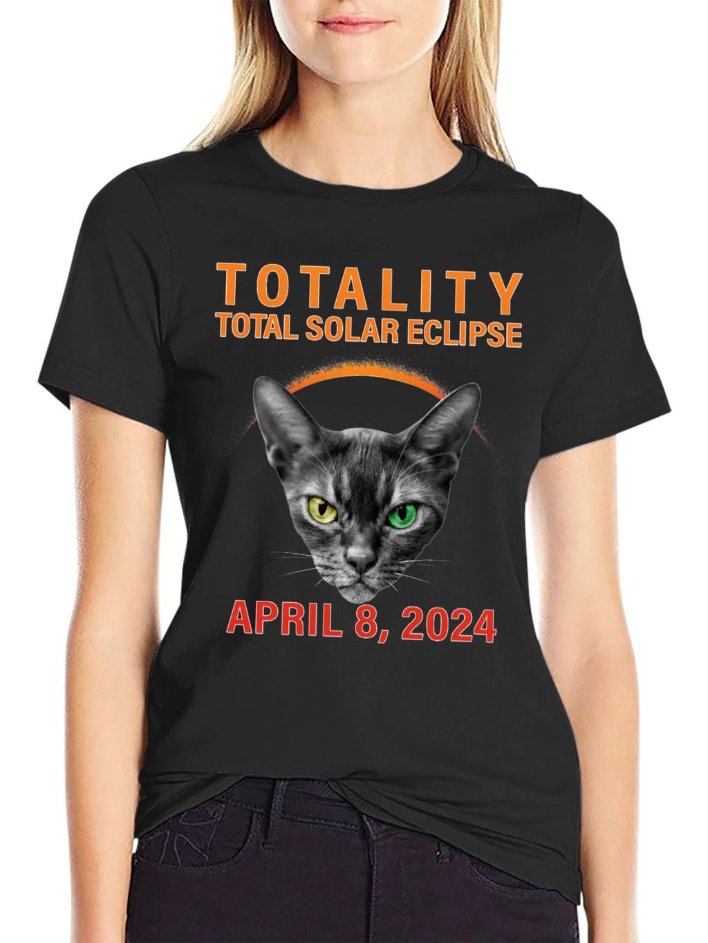 Total Solar Eclipse 2024 Cat T-Shirt