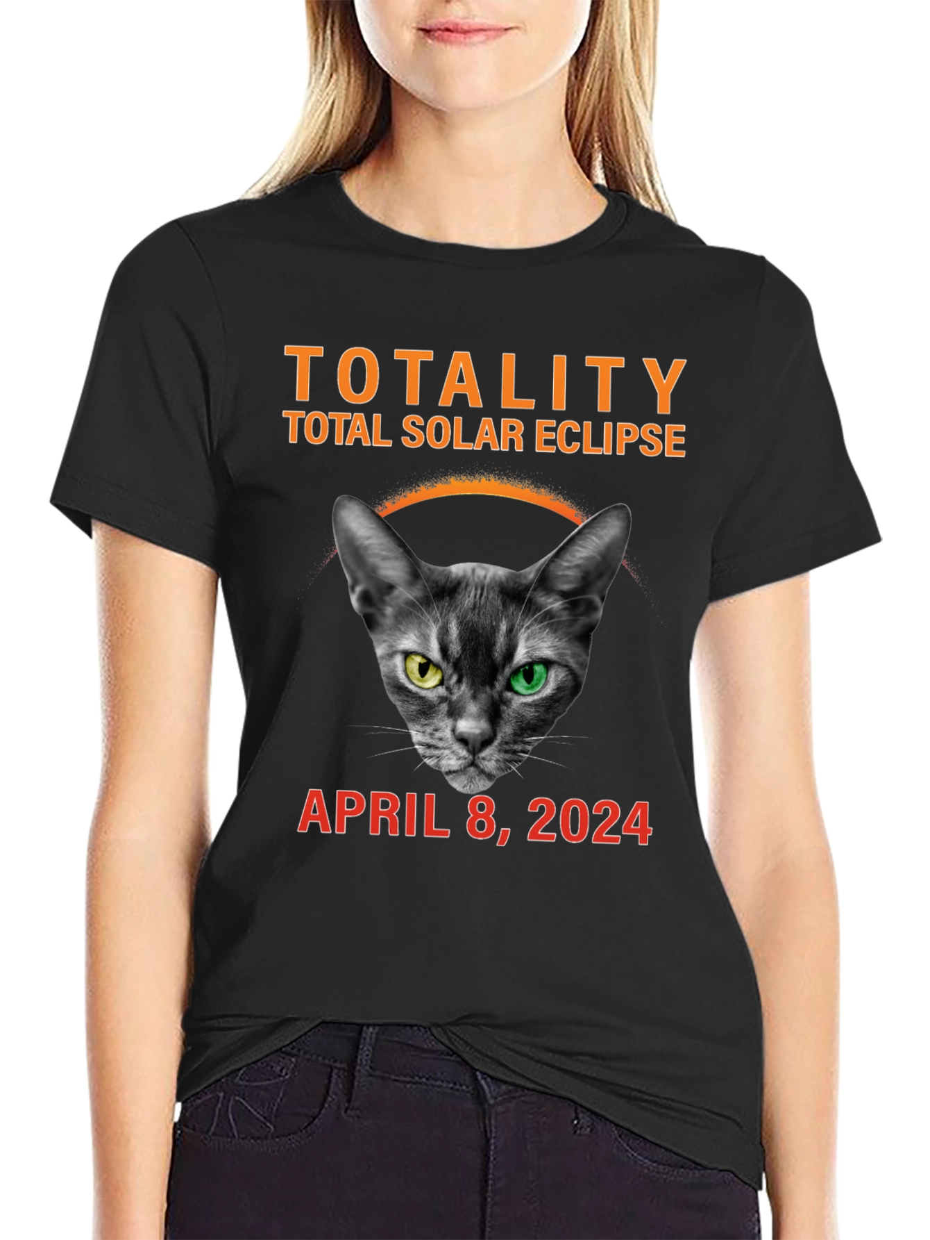 Total Solar Eclipse 2024 Cat T-Shirt
