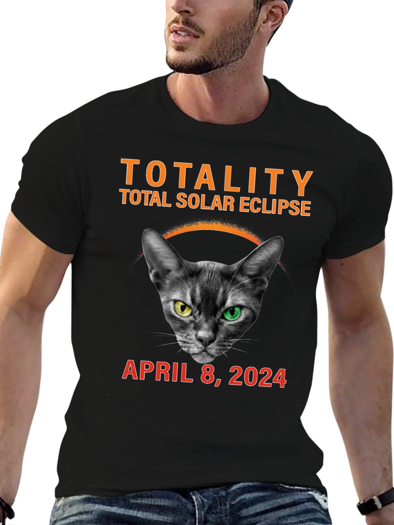 Total Solar Eclipse 2024 Cat T-Shirt