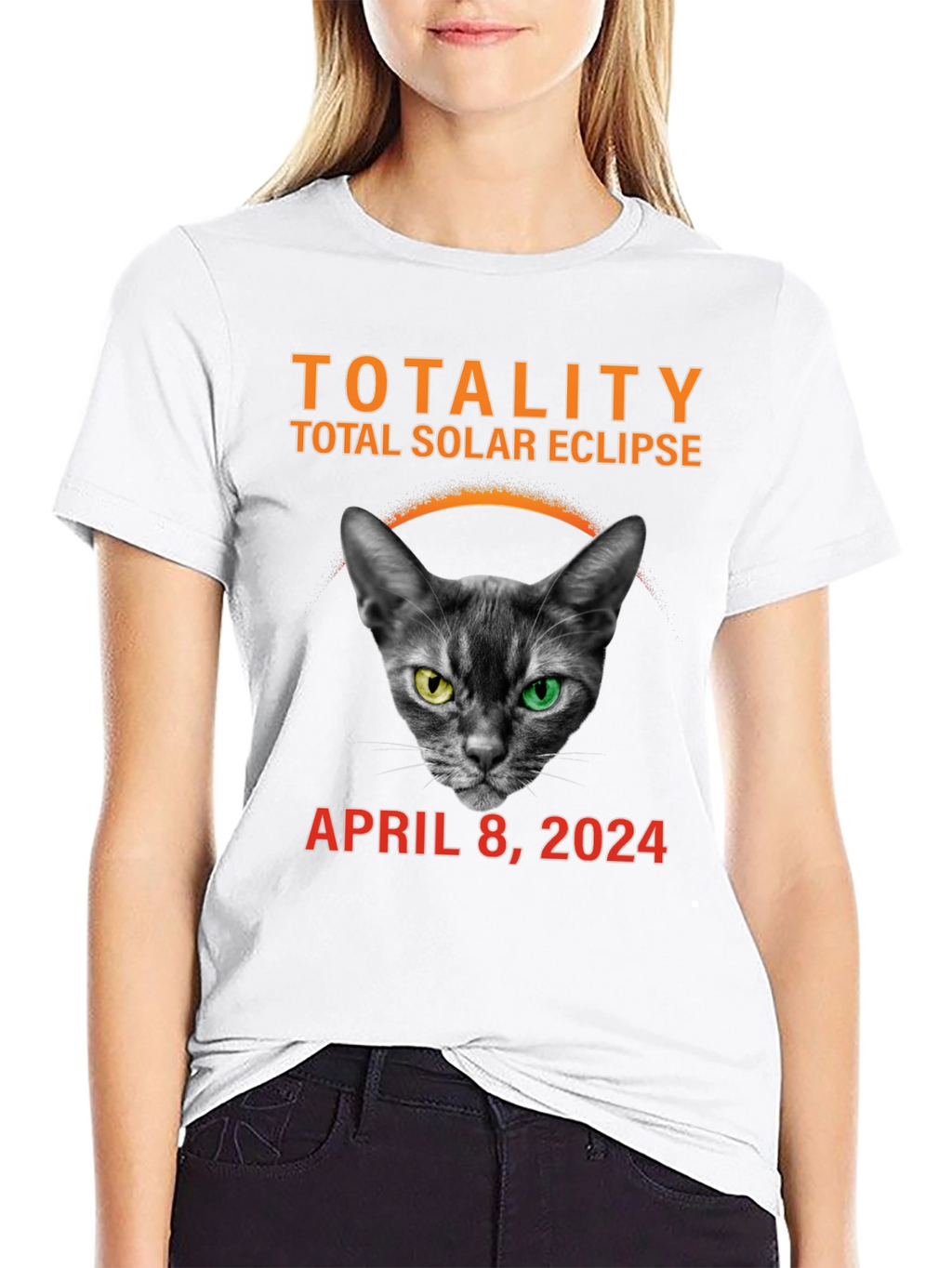 Total Solar Eclipse 2024 Cat T-Shirt