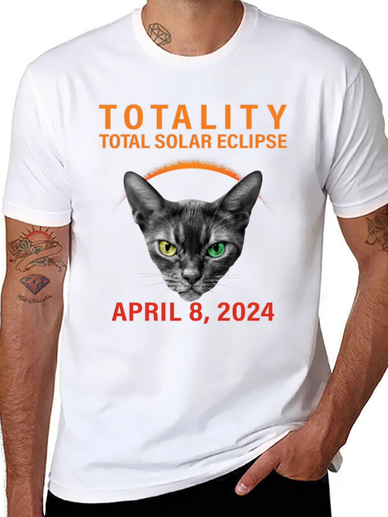 Total Solar Eclipse 2024 Cat T-Shirt