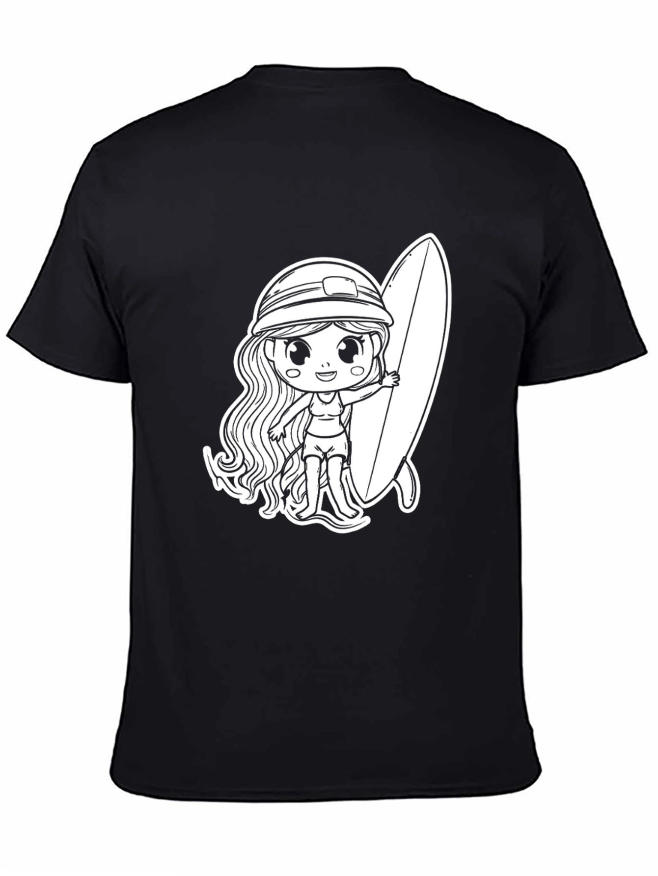 Surfer Girl Graphic T-Shirt - Black