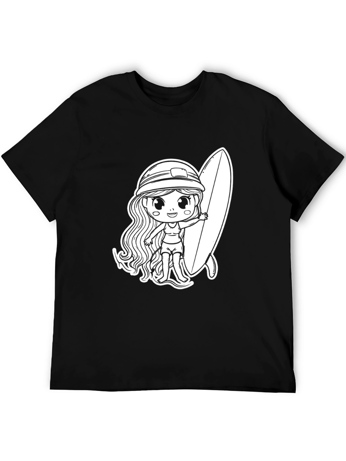 Surfer Girl Graphic T-Shirt - Black