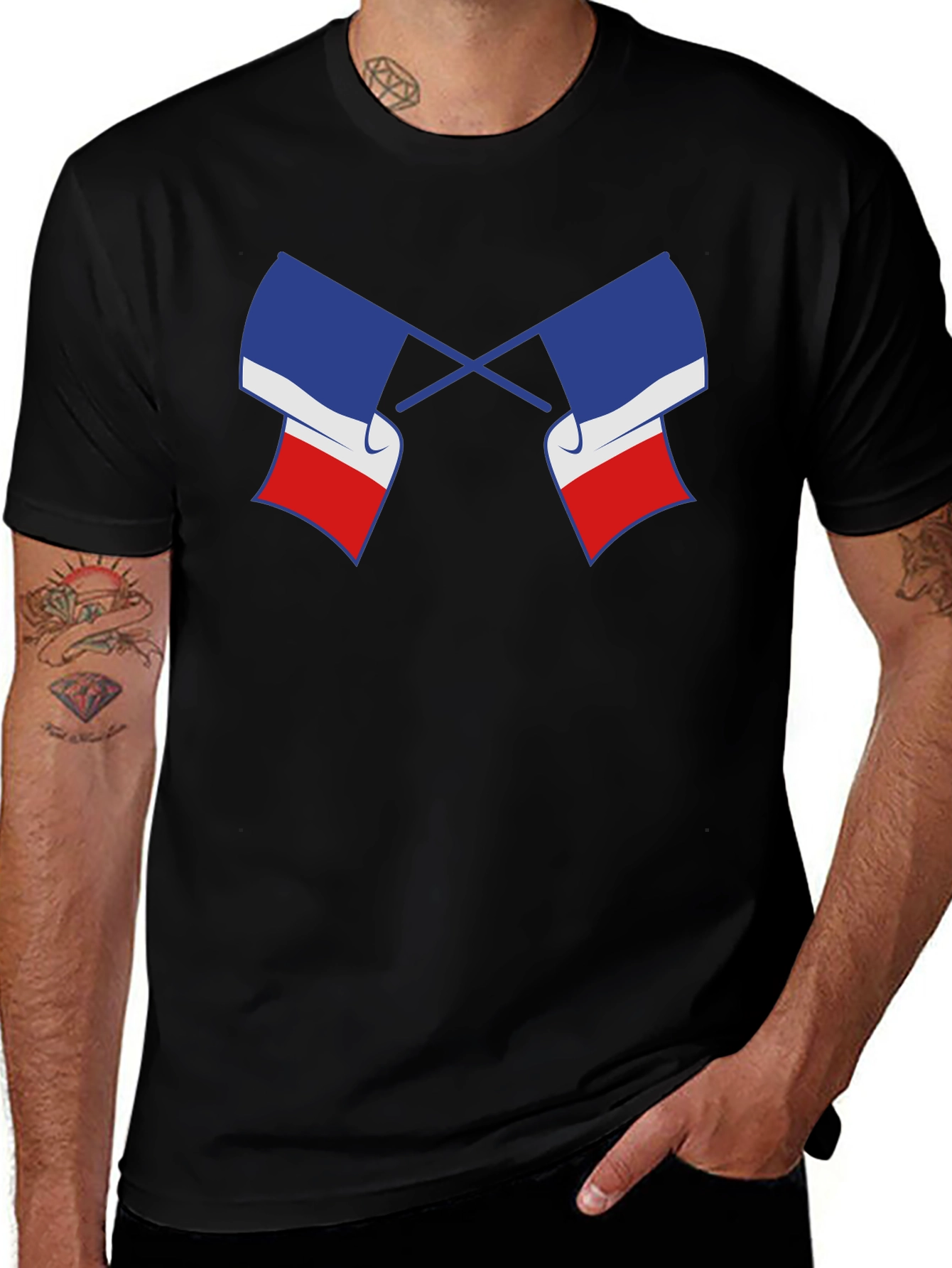 Crossed French Flag Graphic Tee