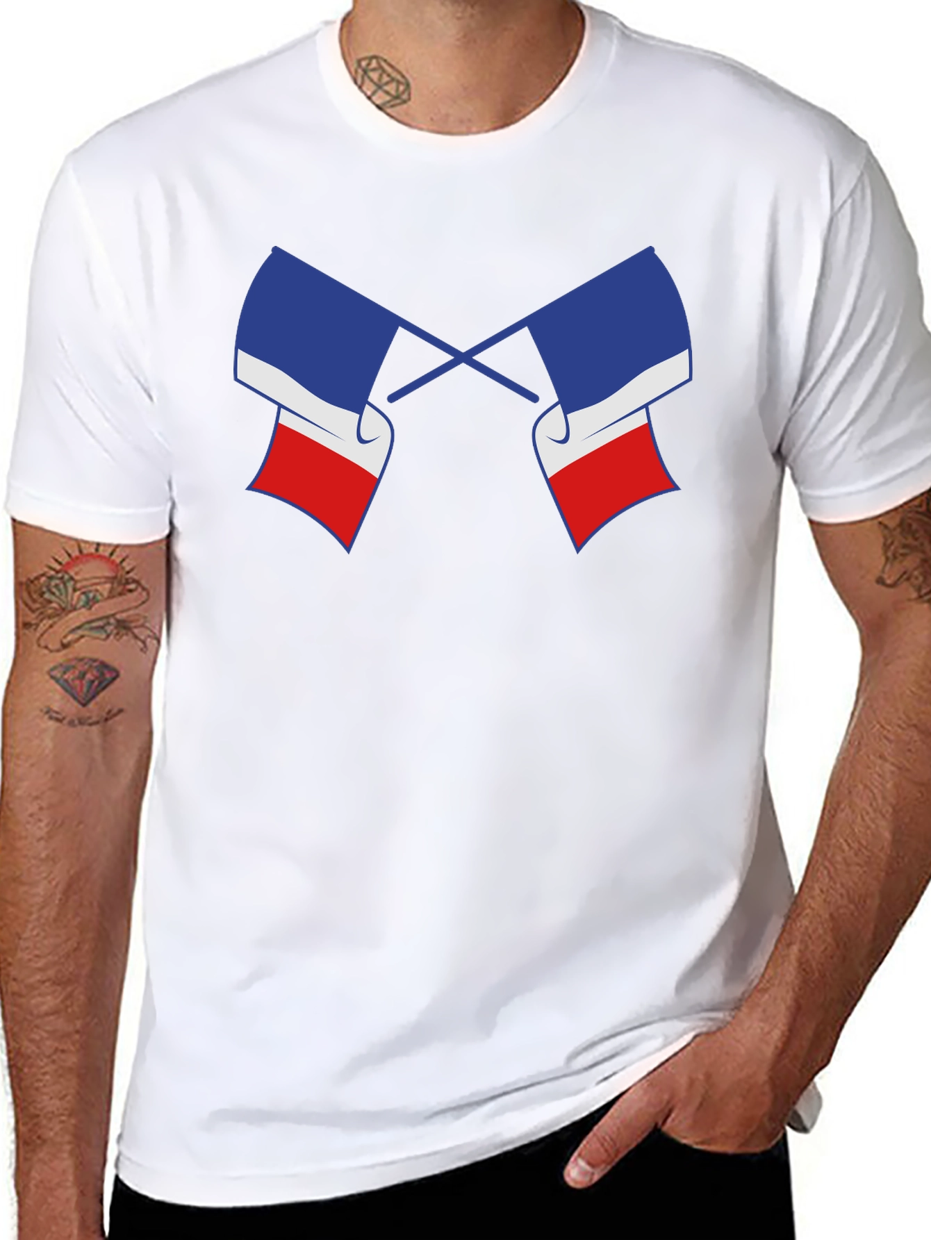 Crossed French Flag Graphic Tee