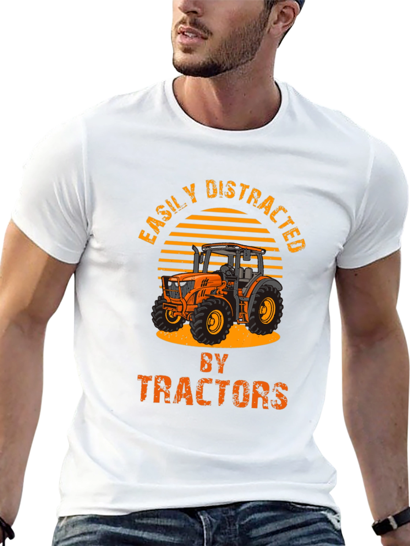 Easily Distracted By Tractors Mens T-shirt