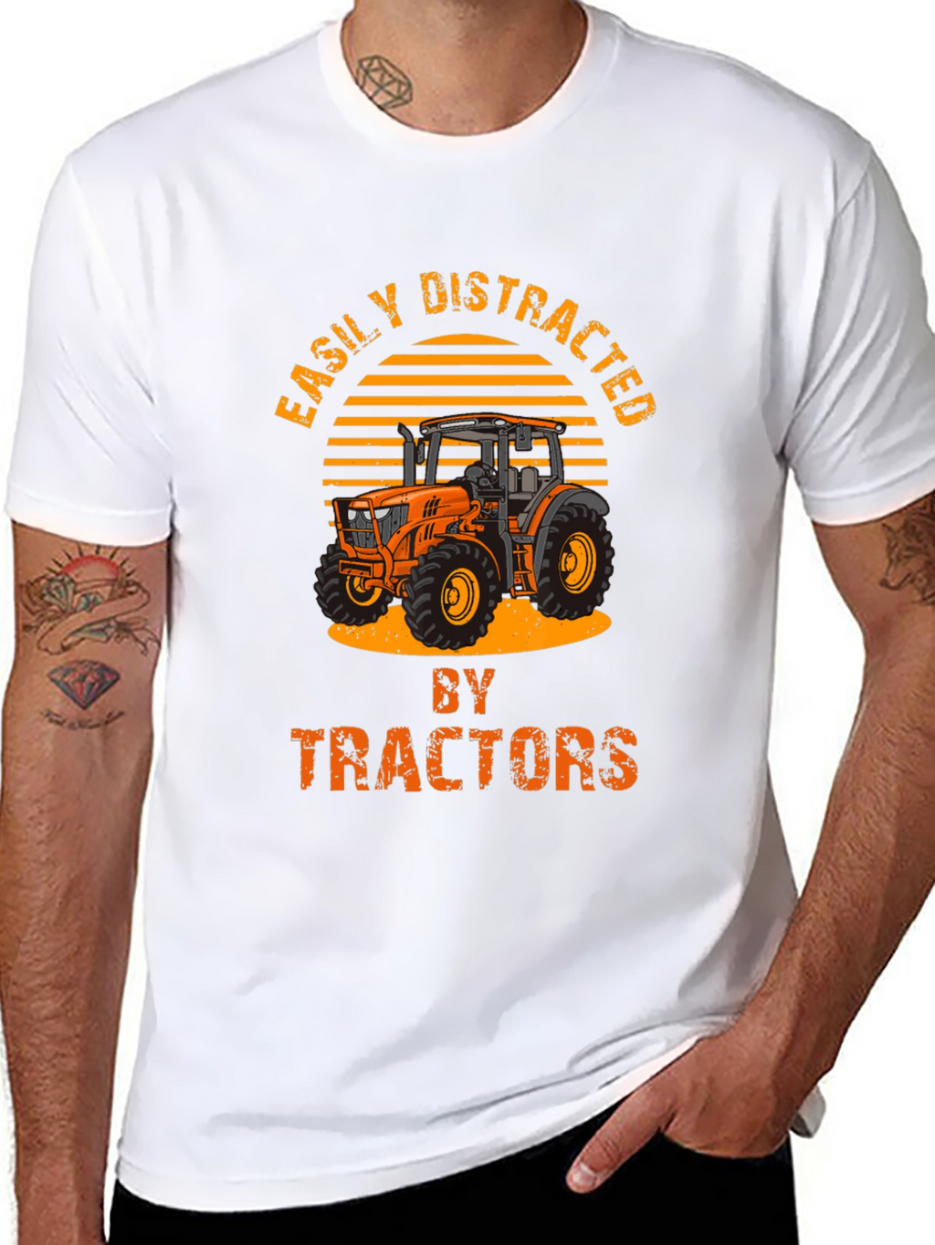 Easily Distracted By Tractors Mens T-shirt