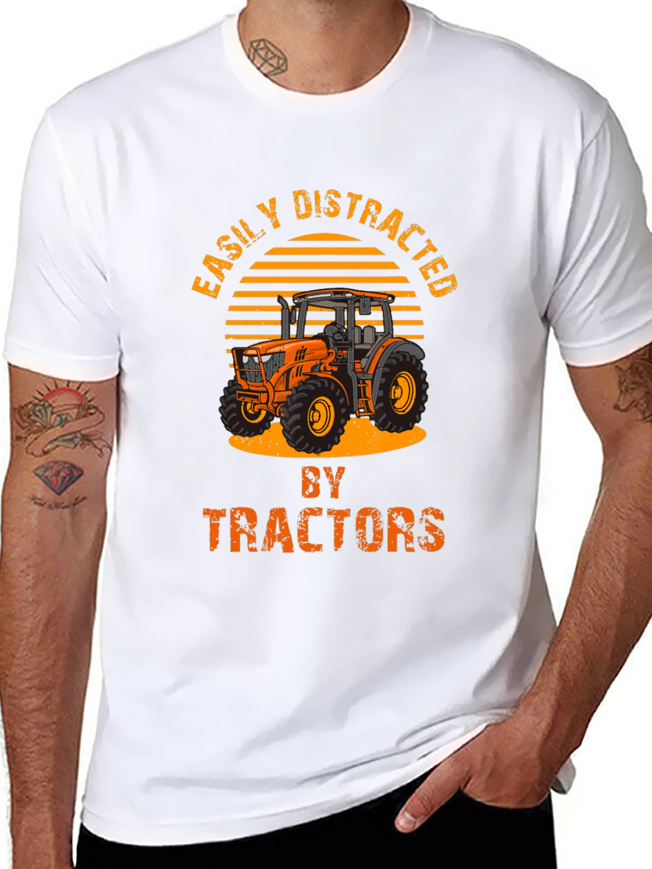 Easily Distracted By Tractors Mens T-shirt