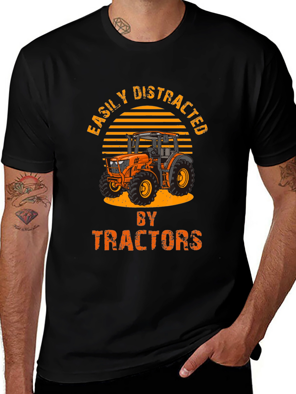 Easily Distracted By Tractors Mens T-shirt