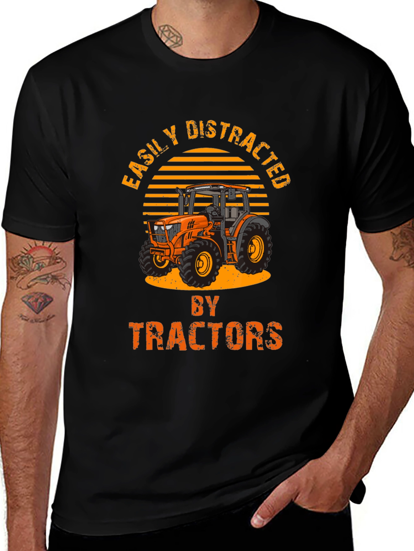 Easily Distracted By Tractors Mens T-shirt