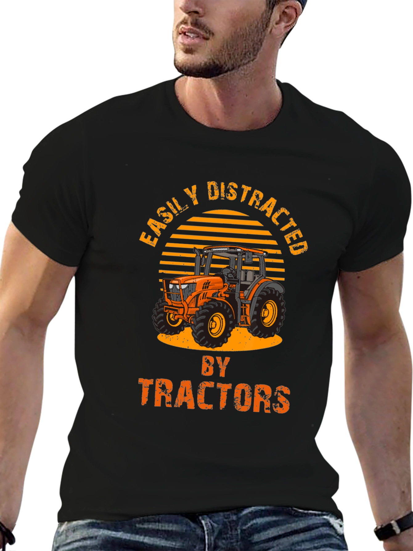 Easily Distracted By Tractors Mens T-shirt