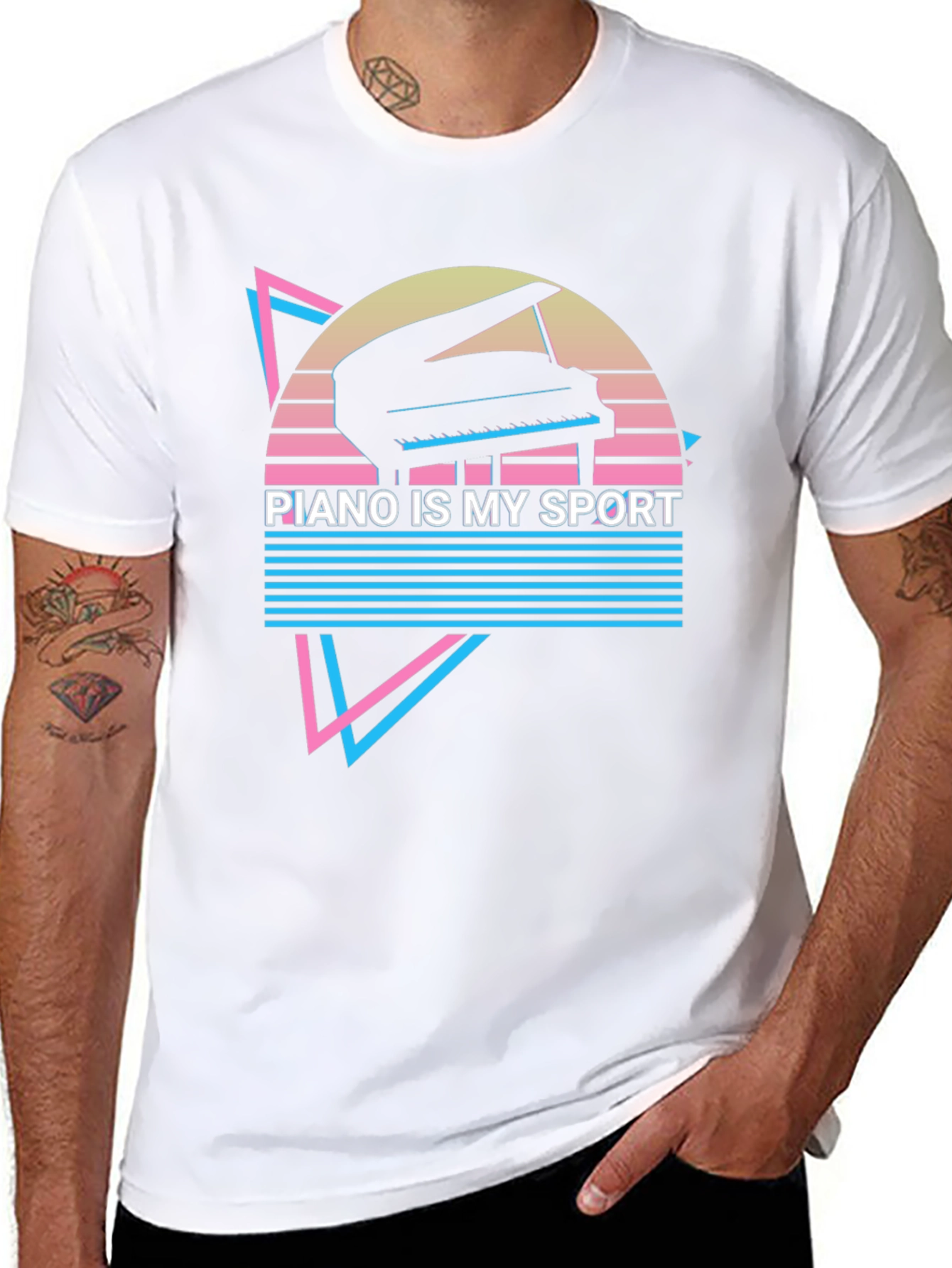 Piano Is My Sport T-Shirt - Retro Synthwave Design