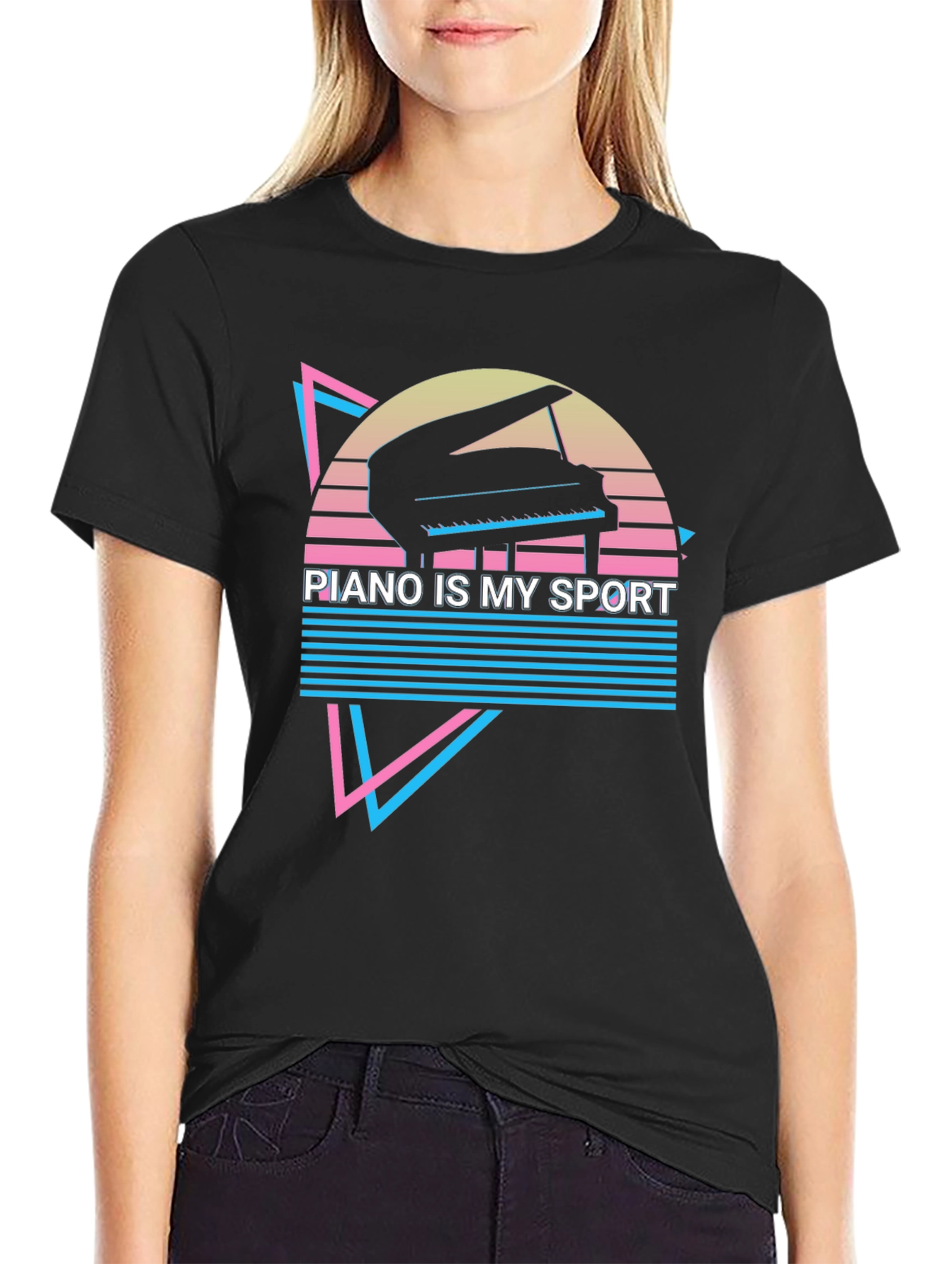 Piano Is My Sport T-Shirt - Retro Synthwave Design