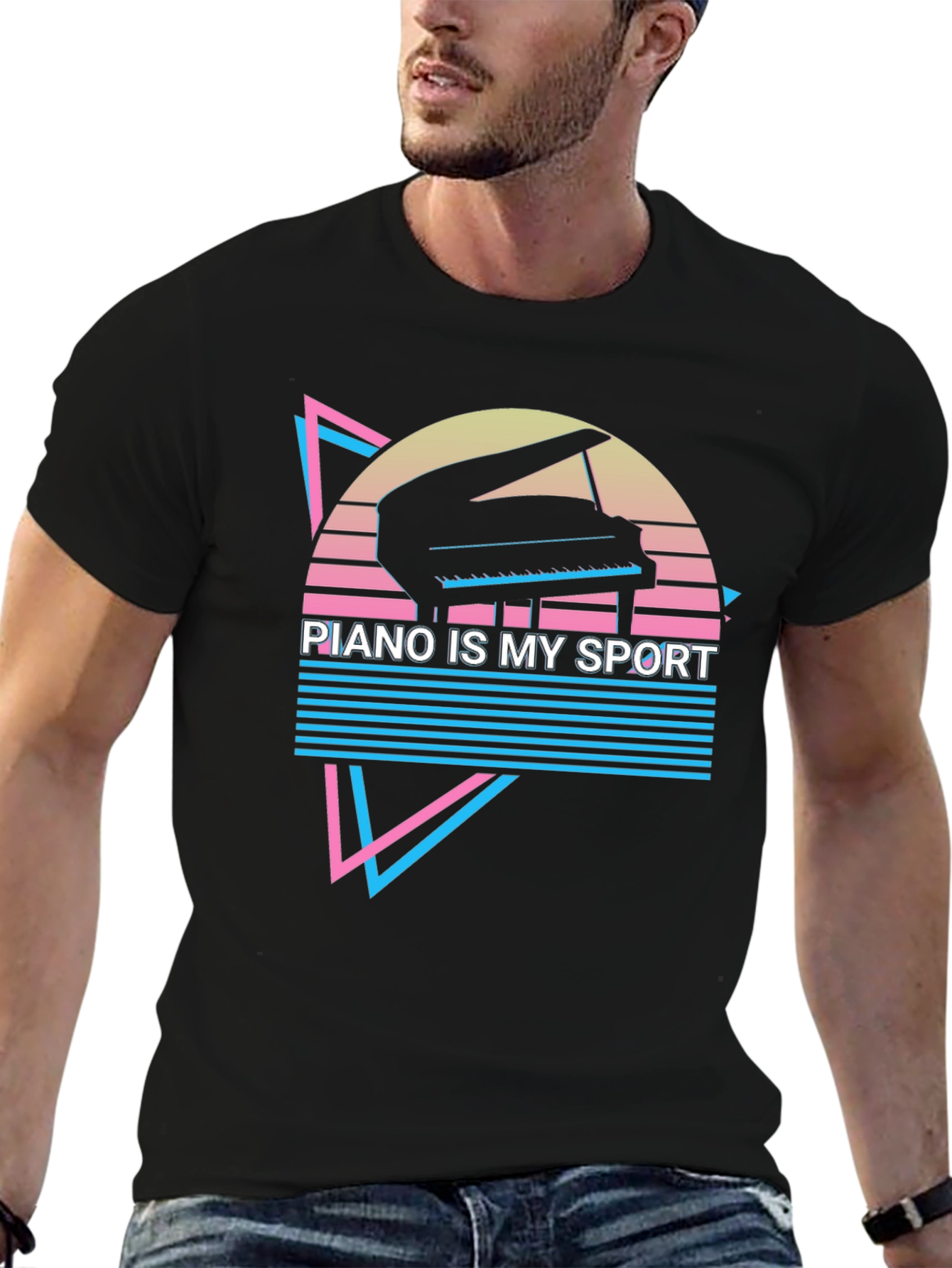 Piano Is My Sport T-Shirt - Retro Synthwave Design