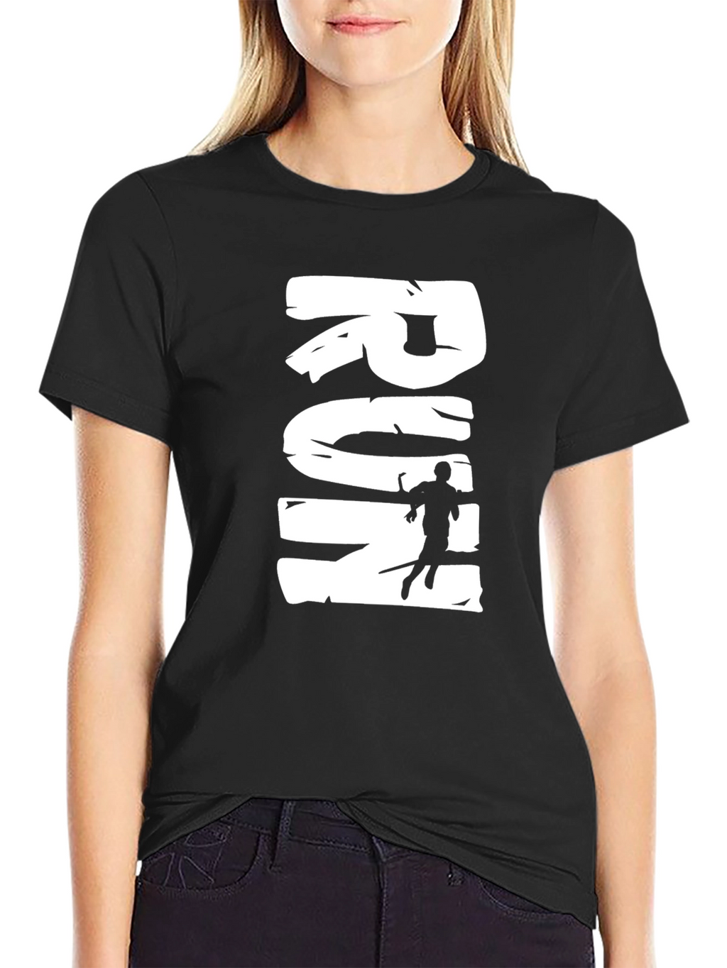 Run Graphic Tee - Black Cotton Casual T-Shirt