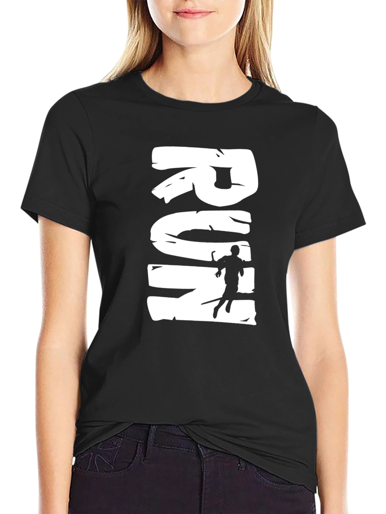 Run Graphic Tee - Black Cotton Casual T-Shirt