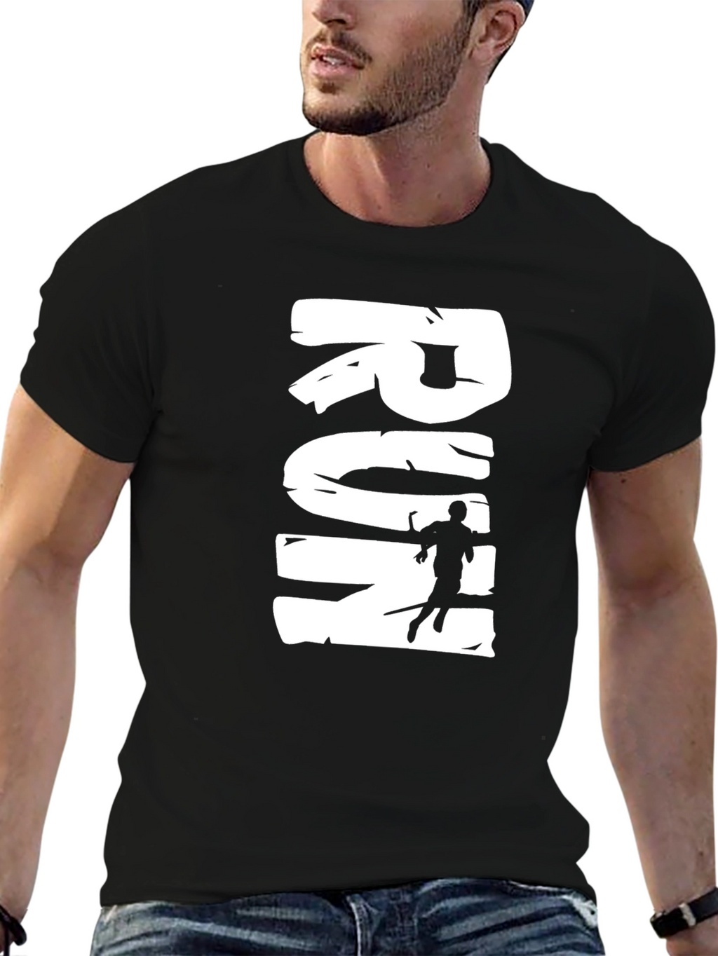 Run Graphic Tee - Black Cotton Casual T-Shirt