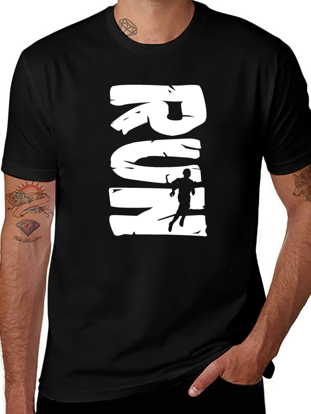 Run Graphic Tee - Black Cotton Casual T-Shirt