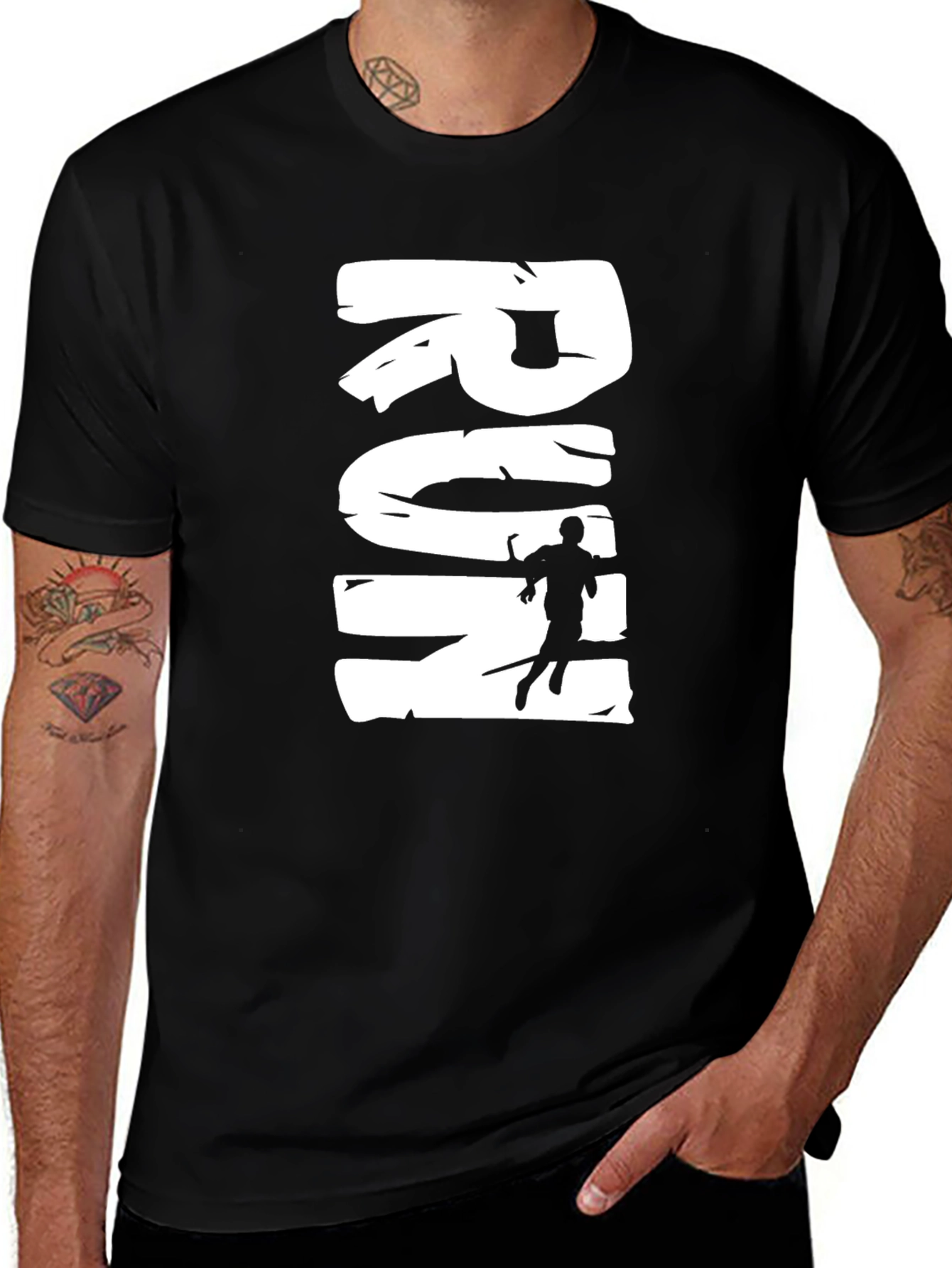 Run Graphic Tee - Black Cotton Casual T-Shirt