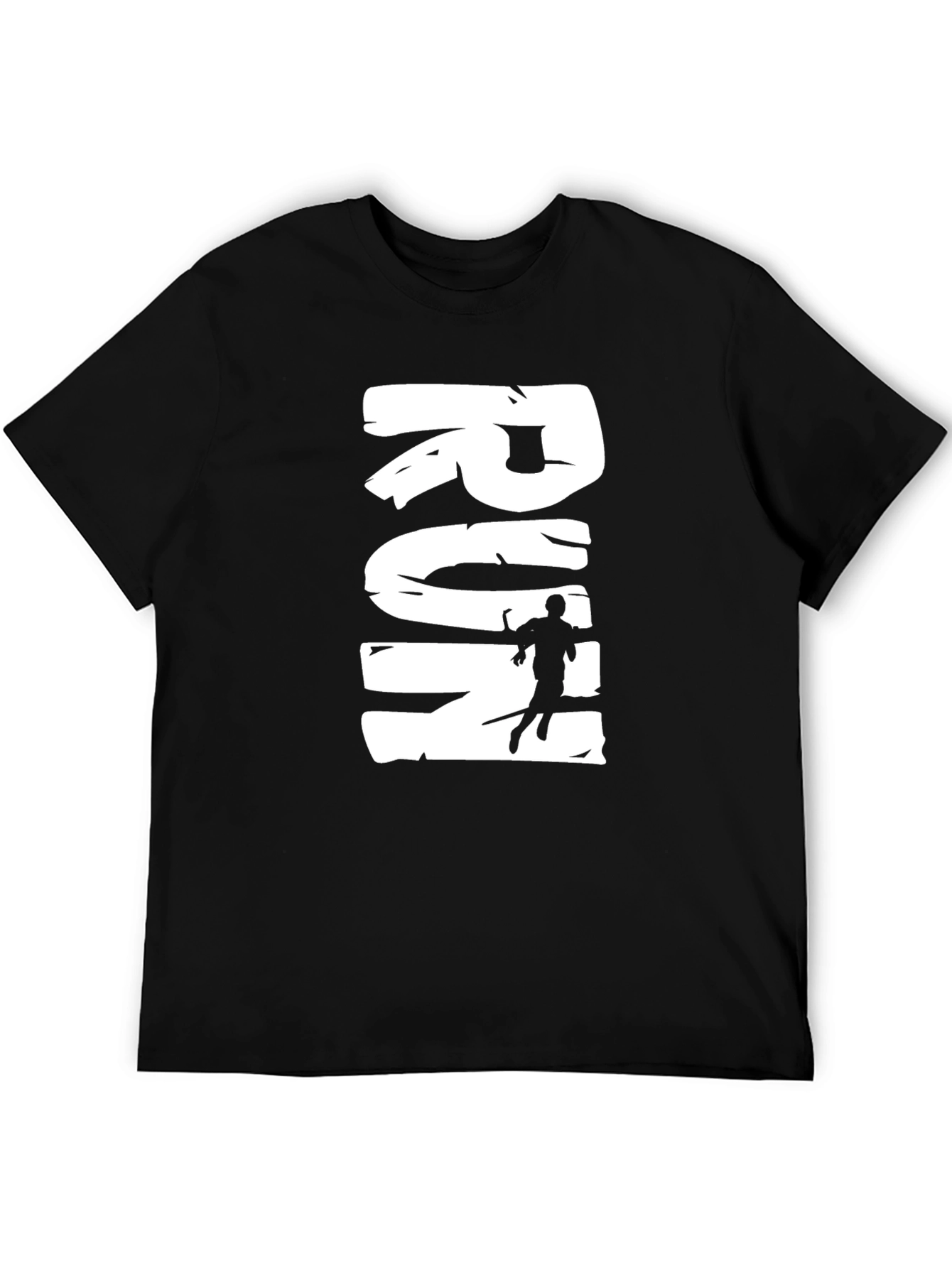 Run Graphic Tee - Black Cotton Casual T-Shirt