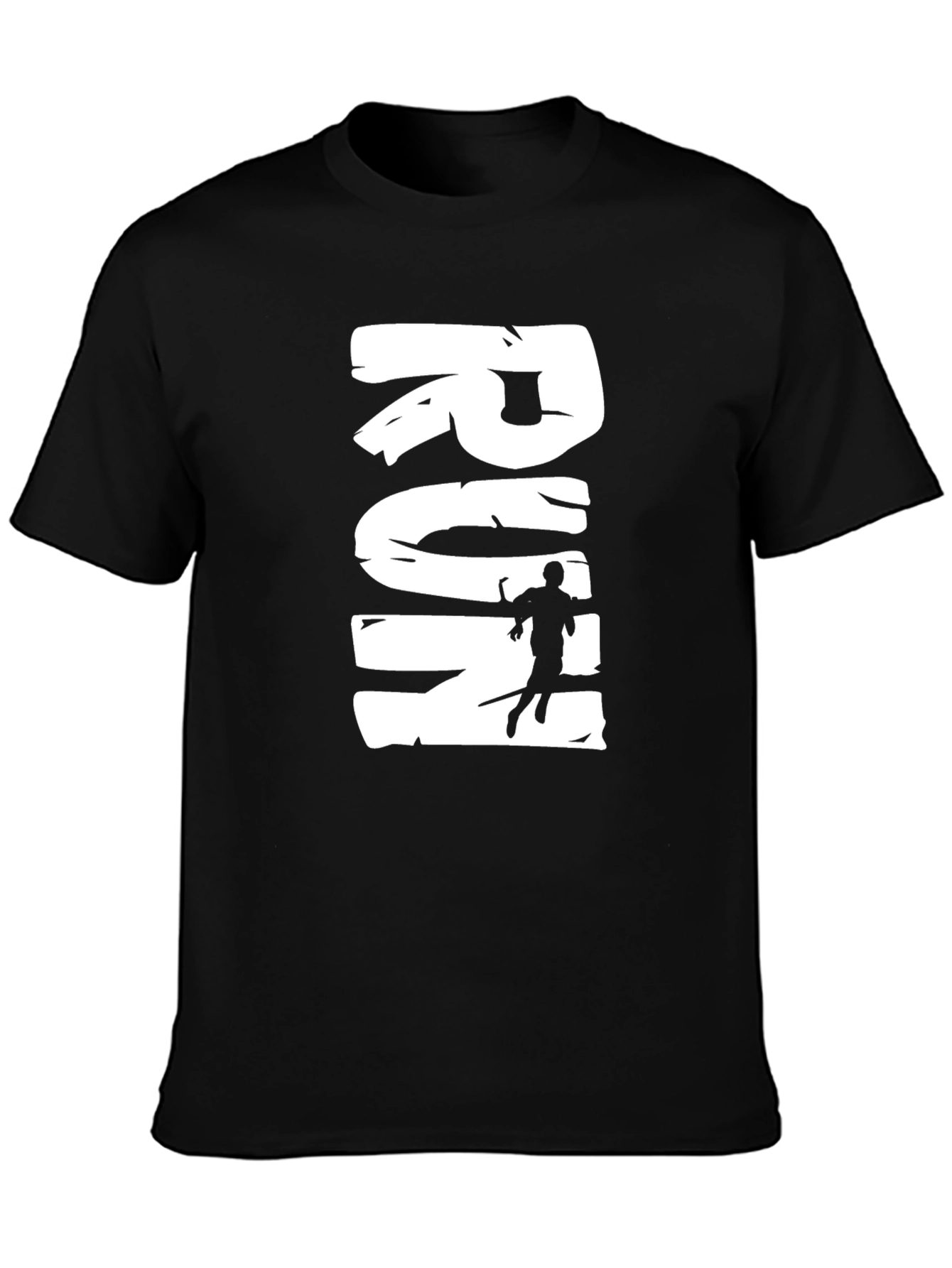 Run Graphic Tee - Black Cotton Casual T-Shirt