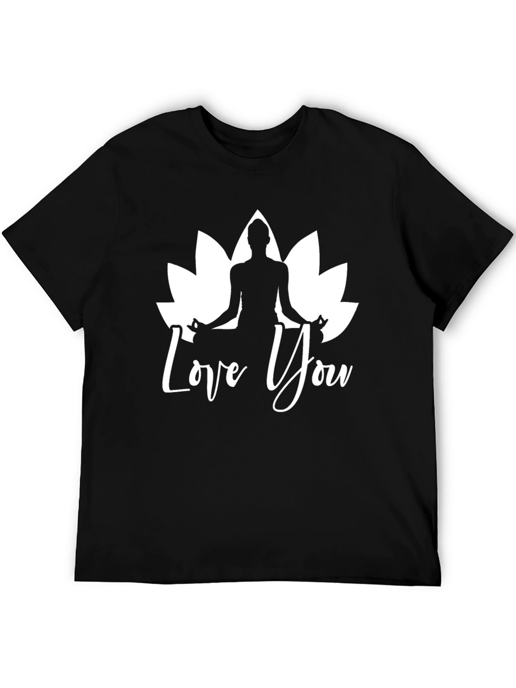 Yoga Lotus Love You Black T-Shirt
