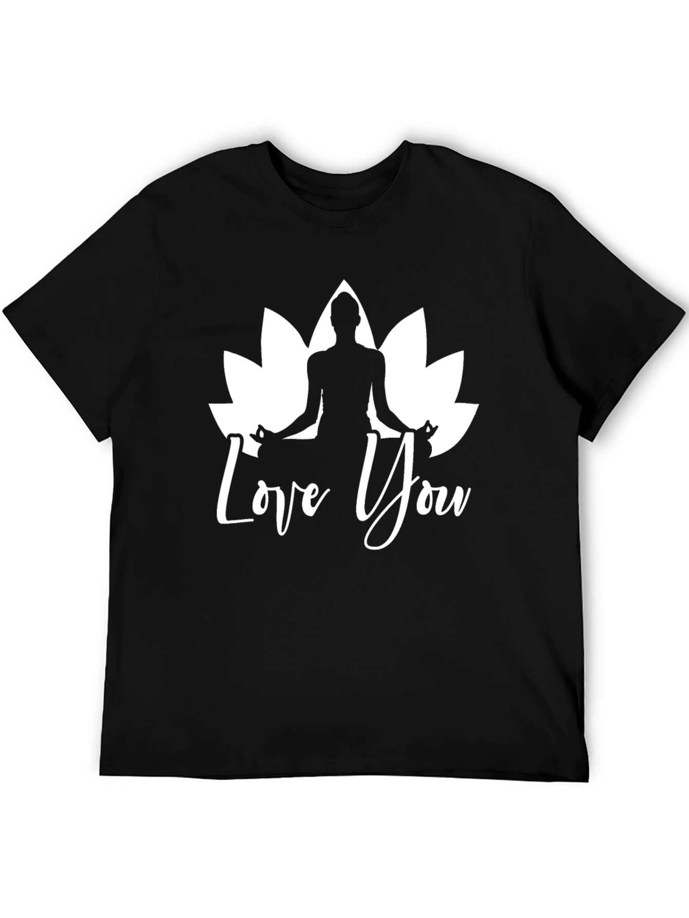Yoga Lotus Love You Black T-Shirt