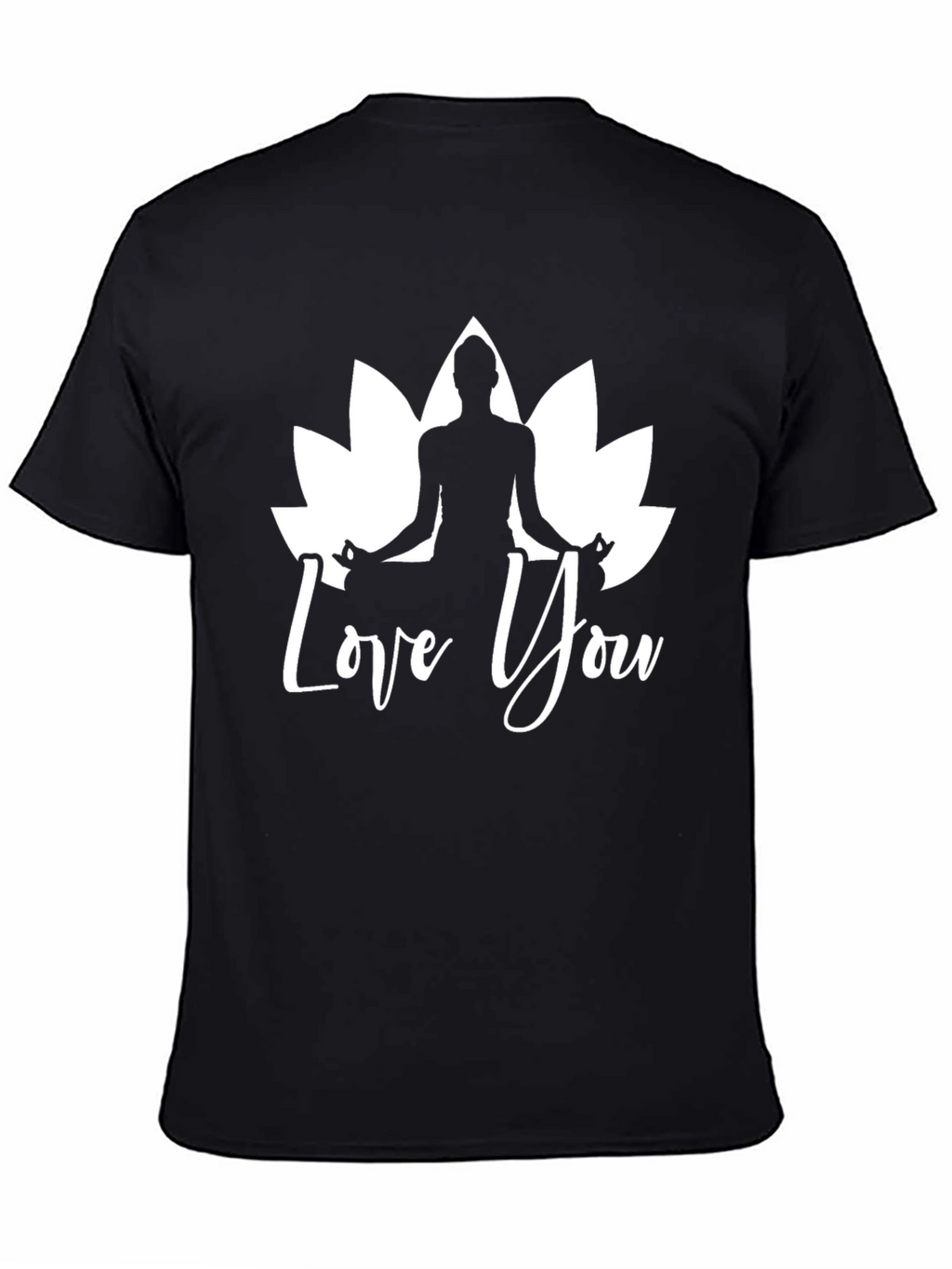Yoga Lotus Love You Black T-Shirt