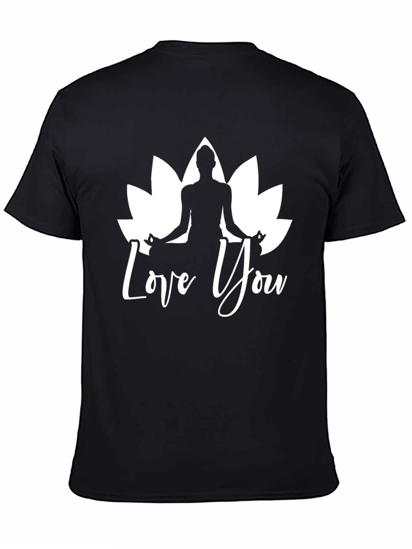 Yoga Lotus Love You Black T-Shirt