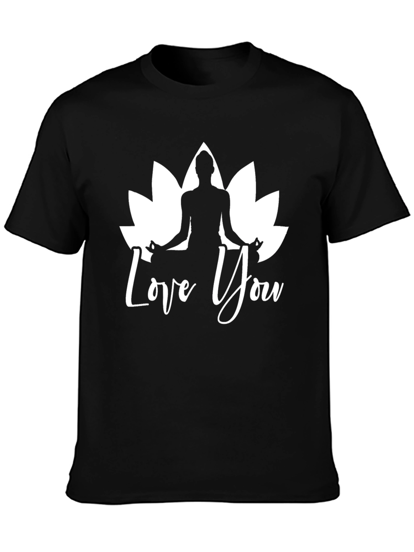Yoga Lotus Love You Black T-Shirt