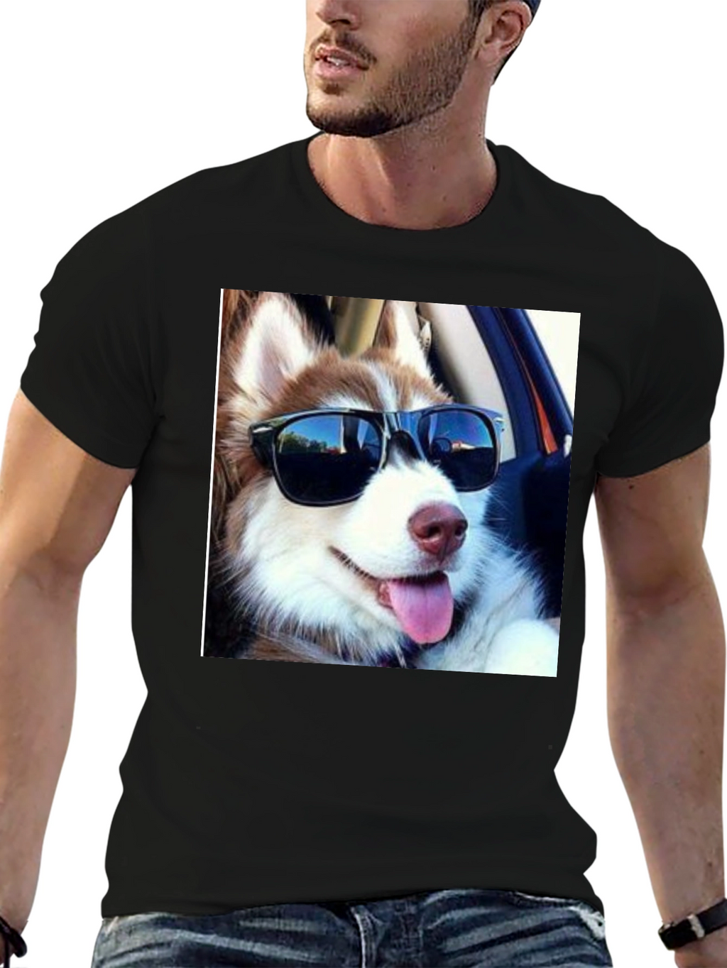 Cool Dog Tee: Husky in Shades T-Shirt