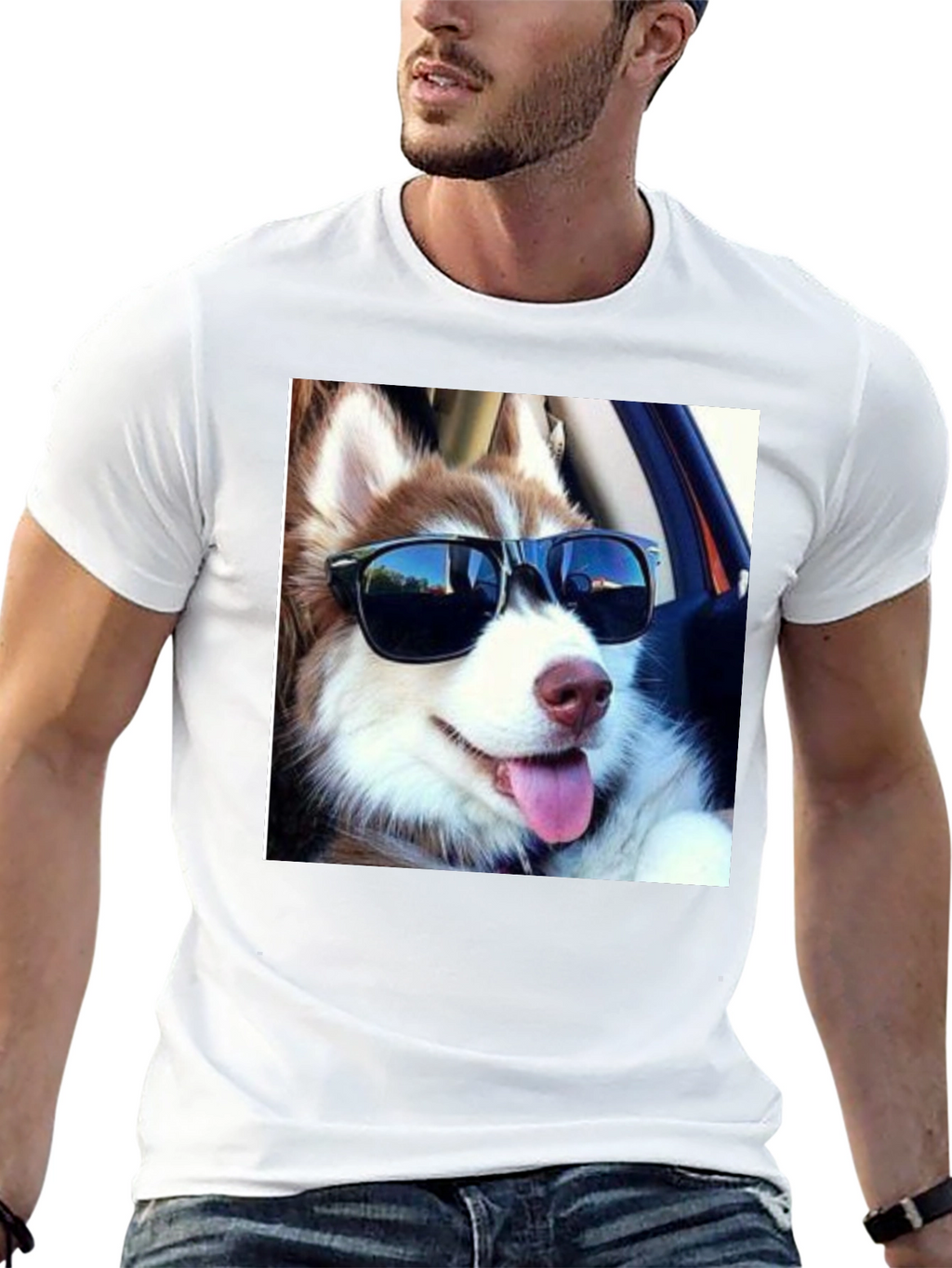 Cool Dog Tee: Husky in Shades T-Shirt