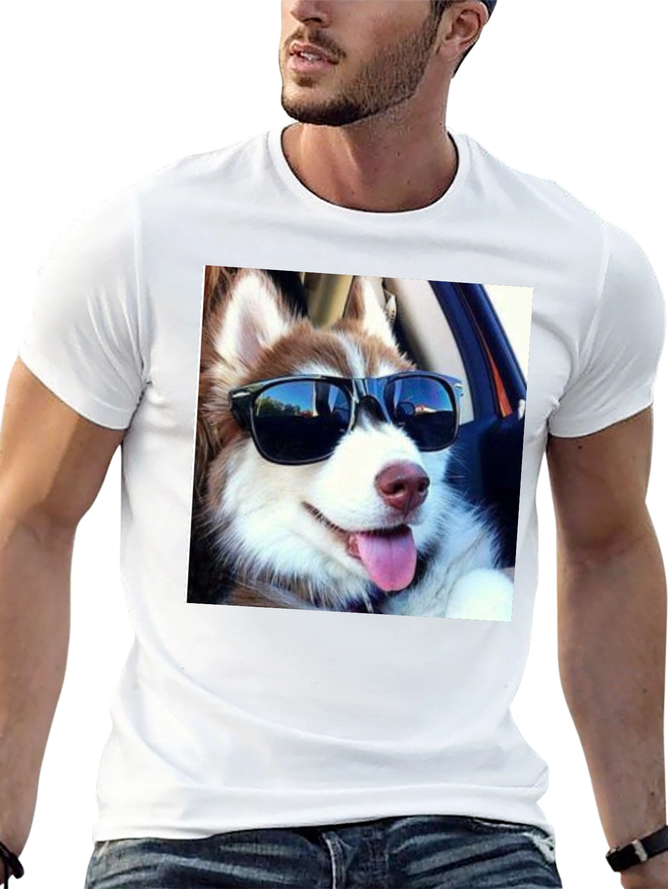 Cool Dog Tee: Husky in Shades T-Shirt