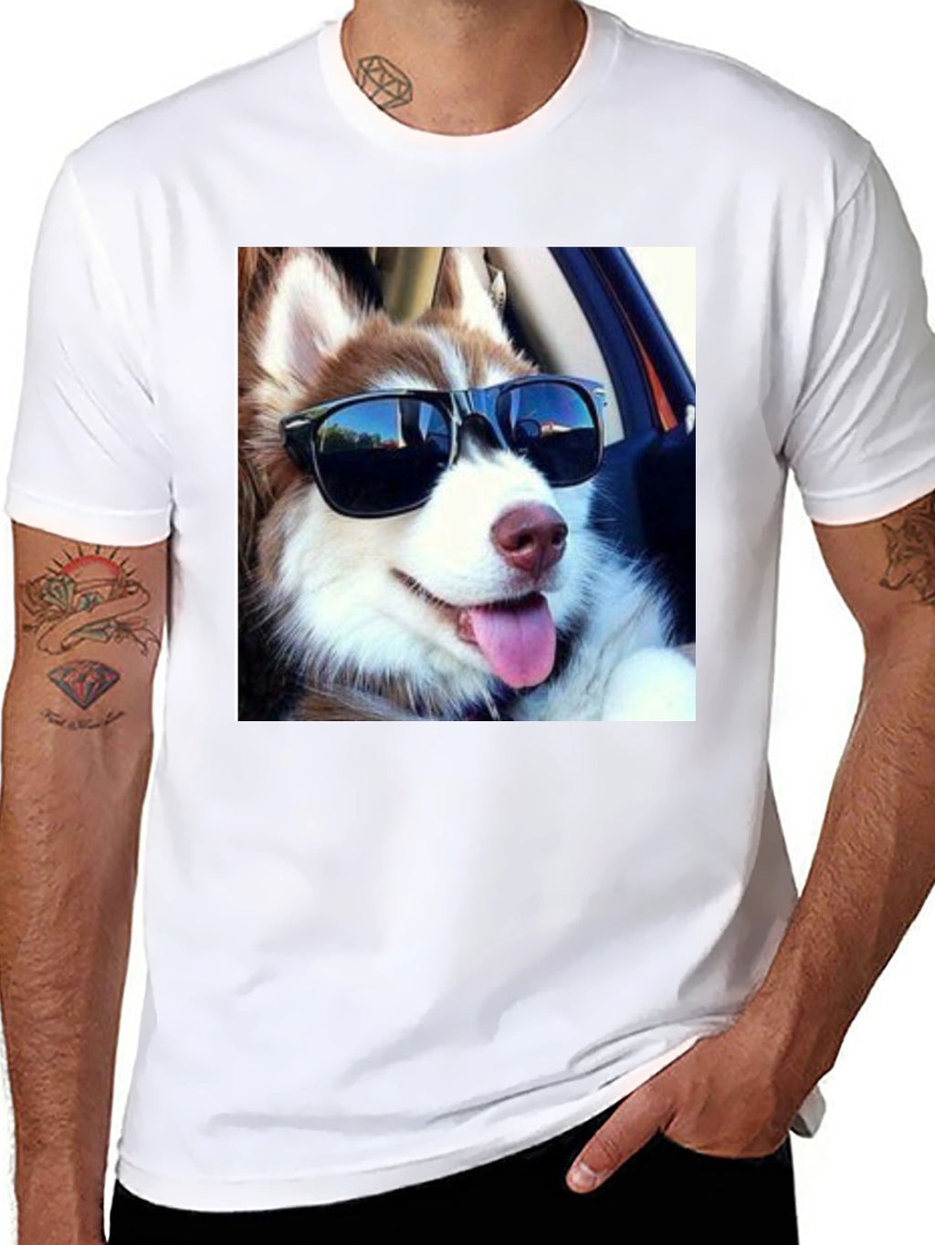 Cool Dog Tee: Husky in Shades T-Shirt