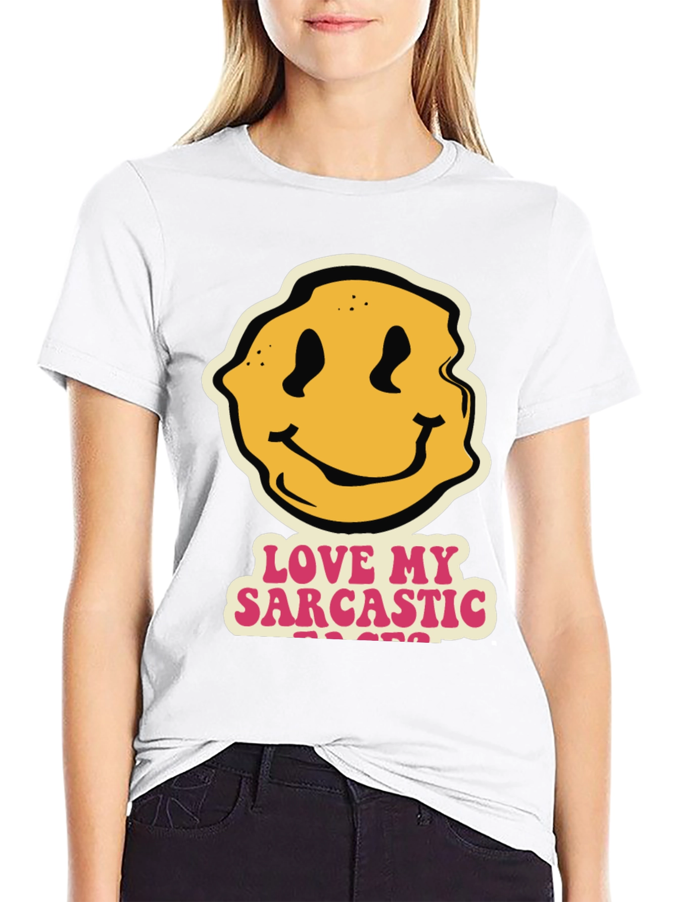 Sarcastic Teacher Smiley Face Black T-Shirt