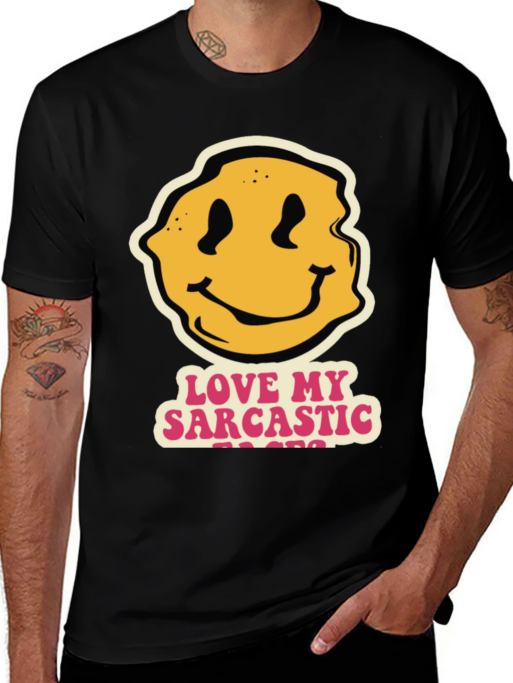 Sarcastic Teacher Smiley Face Black T-Shirt