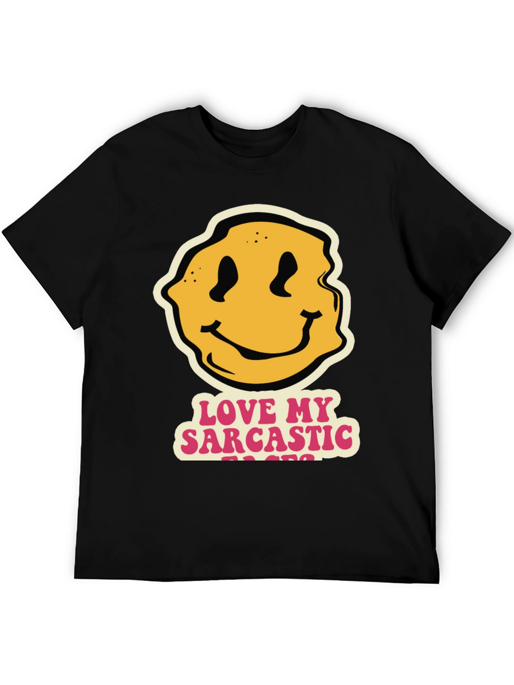 Sarcastic Teacher Smiley Face Black T-Shirt