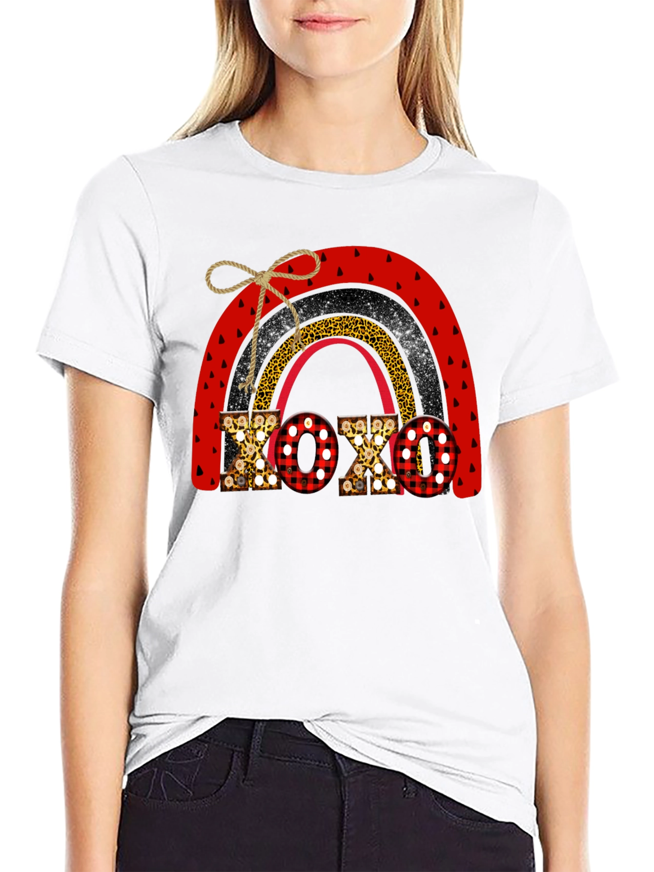 XOXO Valentine Rainbow Graphic Tee