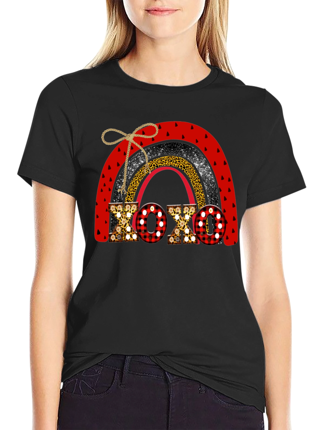 XOXO Valentine Rainbow Graphic Tee