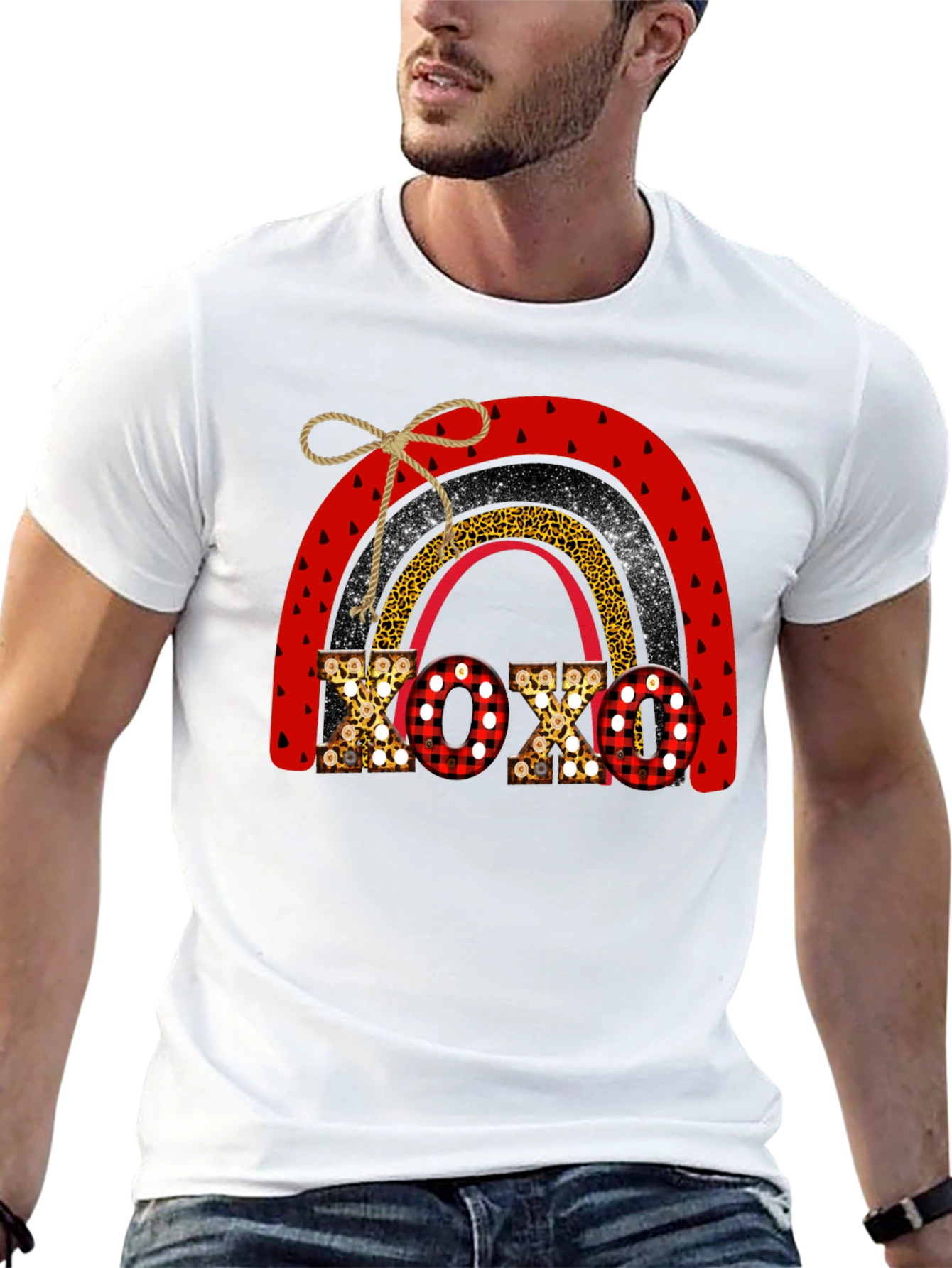 XOXO Valentine Rainbow Graphic Tee