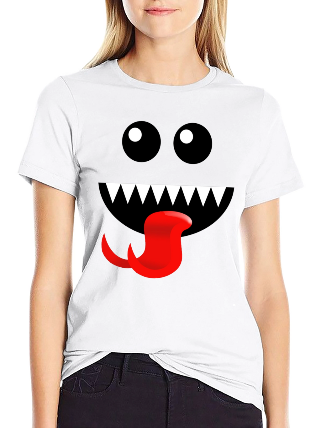 Monster Face Graphic Tee - Fun Black T-Shirt