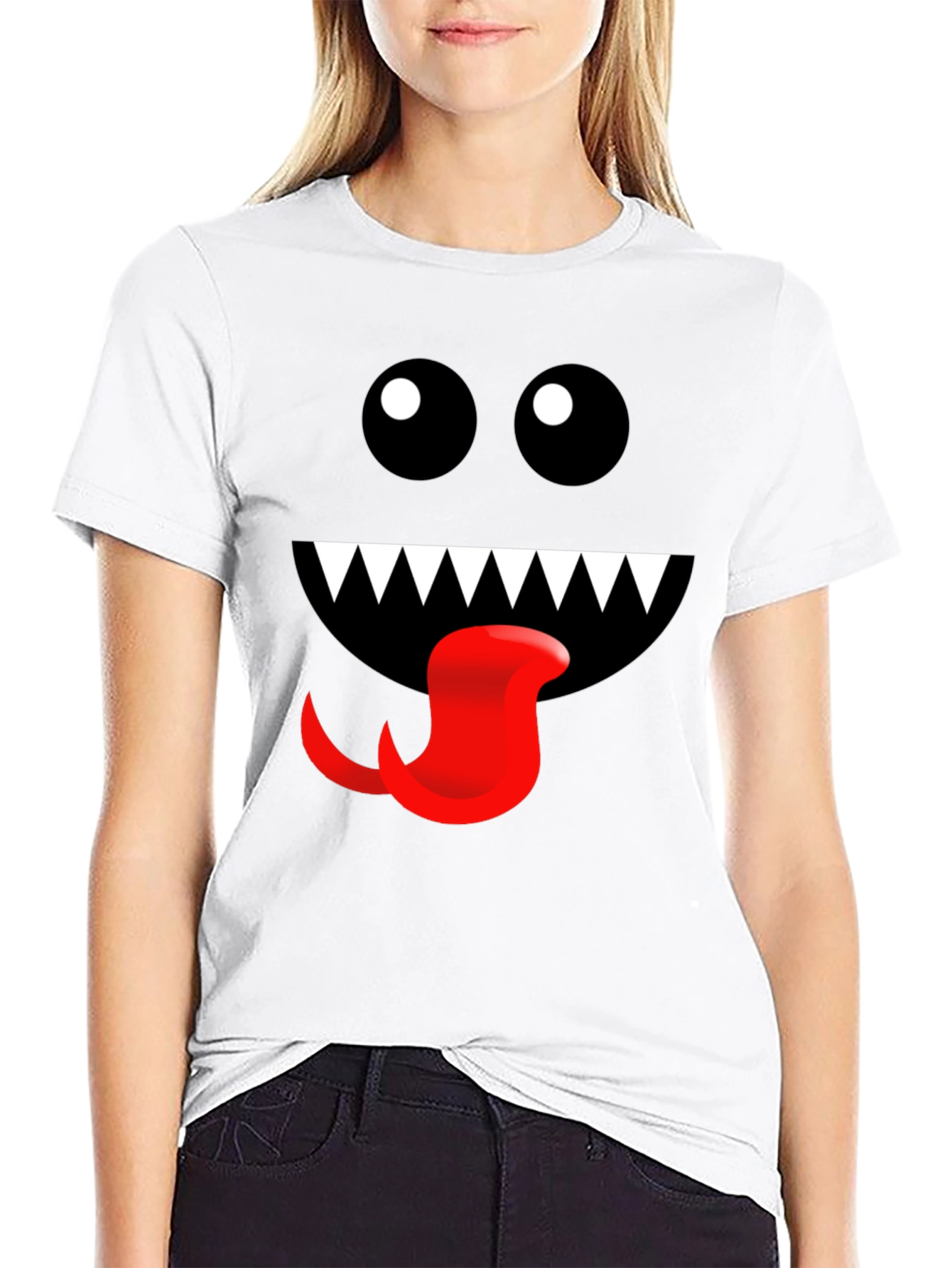 Monster Face Graphic Tee - Fun Black T-Shirt