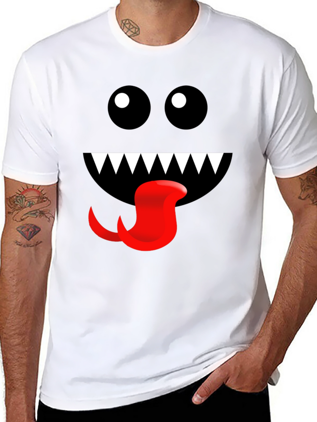 Monster Face Graphic Tee - Fun Black T-Shirt