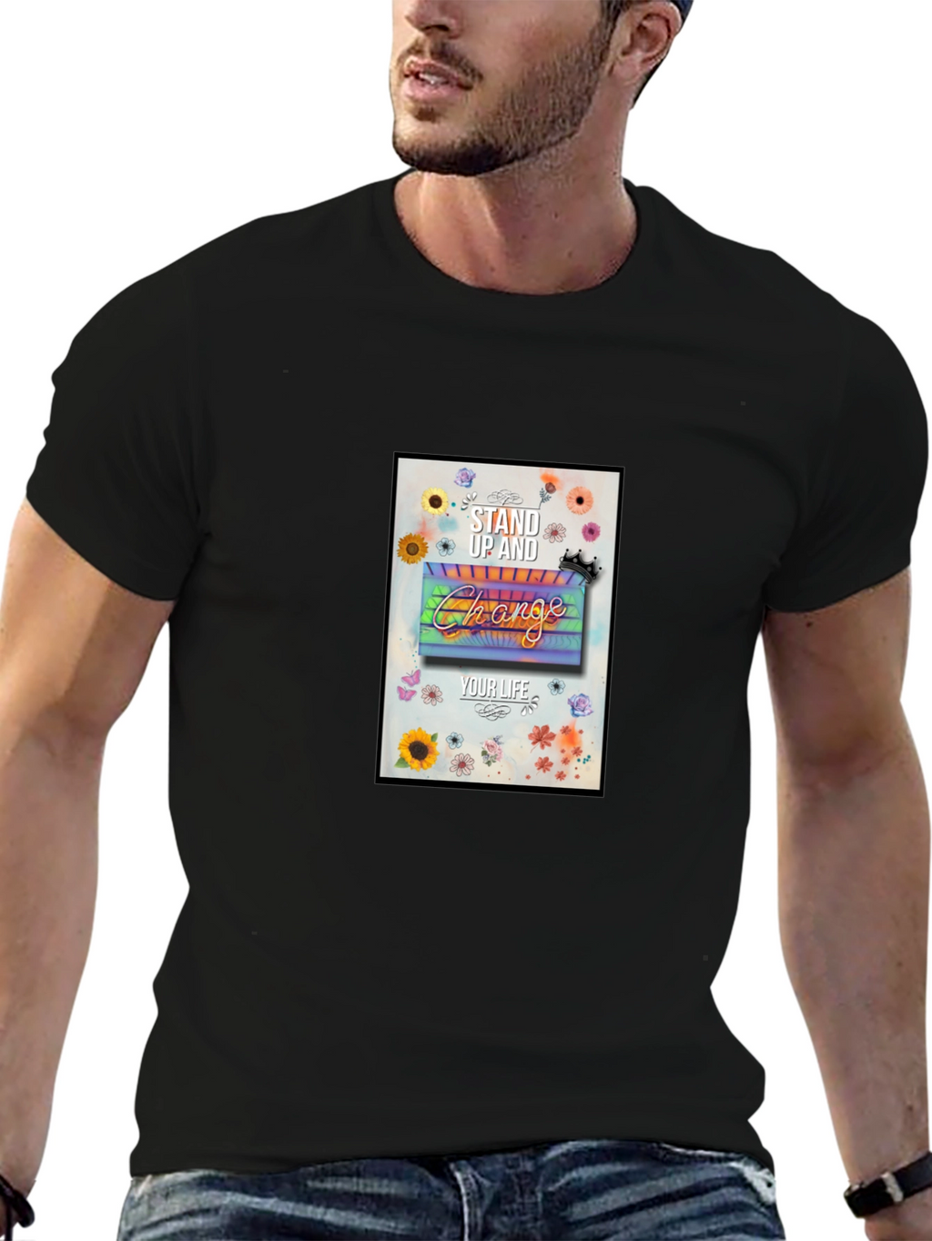 Stand Up & Change Graphic Tee - Black