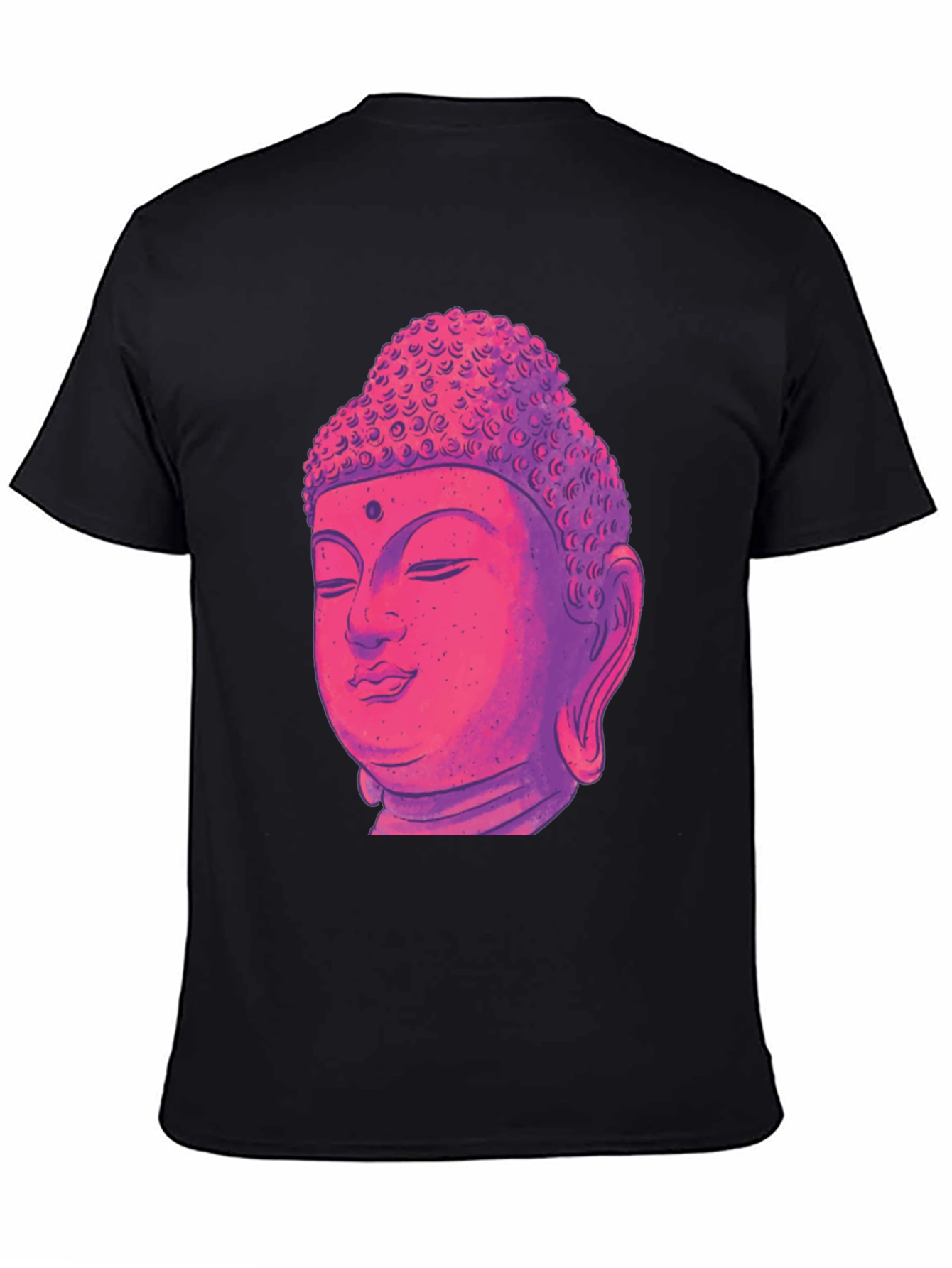 Buddha Head Graphic Tee - Black Cotton Blend