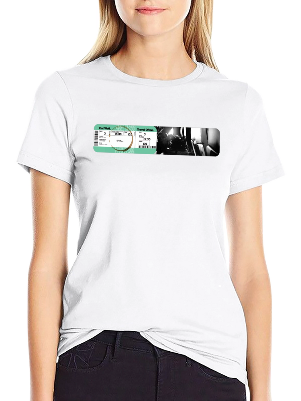 Black Travel Ticket Graphic T-Shirt
