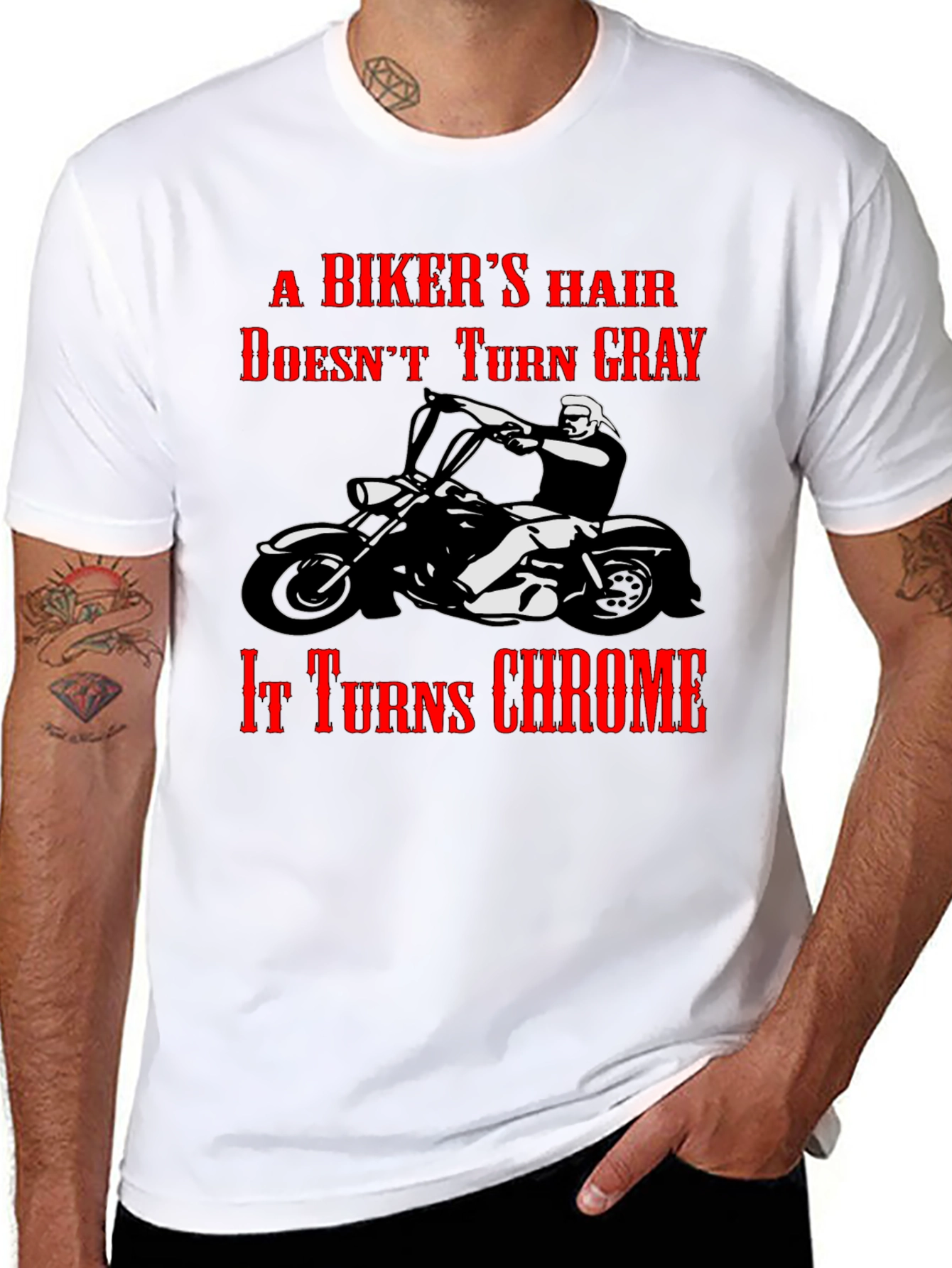 Bikers Hair Chrome T-Shirt - Motorcycle Apparel
